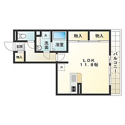 アネスティー 3階ワンルームの間取り