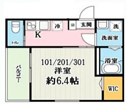 T3ハウス 新座 1Kの間取図画像