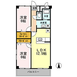 ボヌール鶴見 2LDKの間取図画像