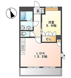 フォレストヴィラ1 1LDKの間取図画像
