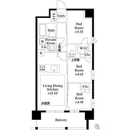 プレシス上福岡 10階3LDKの間取り