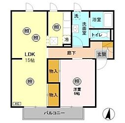 メゾン志藤B 1LDKの間取図画像