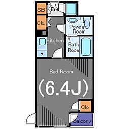 メイクスデザイン白金台 3階1Kの間取り
