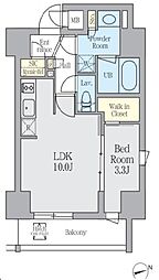 クレストコート上野 10階1LDKの間取り
