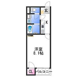 JR阪和線 信太山駅 徒歩2分の賃貸アパート 1階1Kの間取り