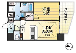 プレサンスTHE神戸 1LDKの間取図画像