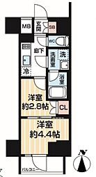 ＡＲＣＯＢＡＬＥＮＯ ＭＩＮＡＭＩＳＥＮＪＵ 9階2Kの間取り