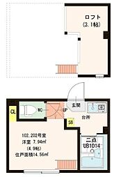 コーポRIN ワンルームの間取図画像