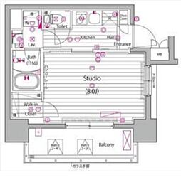 ガーラ・プレシャス神宮外苑 1Kの間取図画像