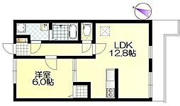 クレシア西谷 1LDKの間取図画像