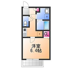 ジーメゾン高石加茂 3階1Kの間取り