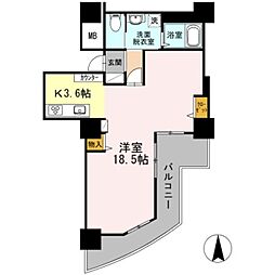 品川シーサイドビュータワー2 24階1Kの間取り