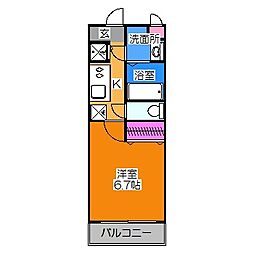 ピリアなかもず 1Kの間取図画像