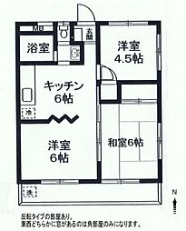 ガーデン松子舞 2階2LDKの間取り