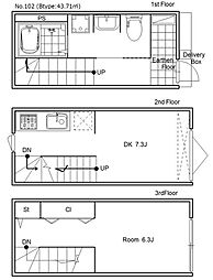 MOKTERRACE 王子西ヶ原 1DKの間取図画像