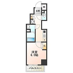 エグゼ阿倍野 1Kの間取図画像
