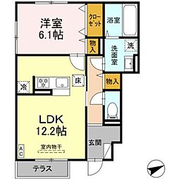 小田急小田原線 渋沢駅 徒歩8分の賃貸アパート 1階1LDKの間取り