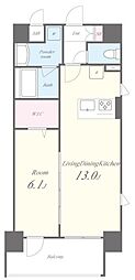 出雲白金 6階1LDKの間取り
