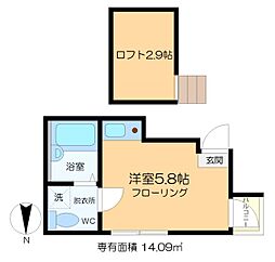 コンフォート北綾瀬 3階ワンルームの間取り
