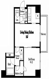 東京メトロ日比谷線 南千住駅 徒歩6分の賃貸マンション 8階1LDKの間取り