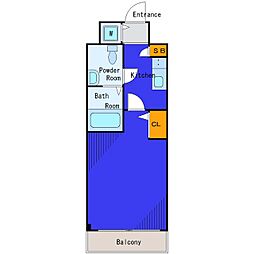 グランド・ガーラ高輪 1Kの間取図画像