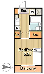 京王相模原線 南大沢駅 徒歩8分の賃貸マンション 3階1Kの間取り