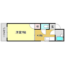 コーポAKI 1Kの間取図画像