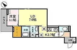 D-RESIDENCE東田町 1階1LDKの間取り