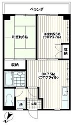 双葉町グリーンハイツ 2DKの間取図画像