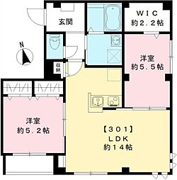 京急本線 立会川駅 徒歩8分の賃貸マンション 3階2LDKの間取り