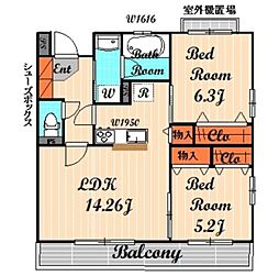 プエルタ スール トキオ 2階2LDKの間取り