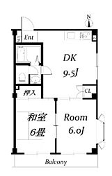 グレイスレジデンス 2DKの間取図画像