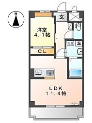サンライズ氷川町 1LDKの間取図画像