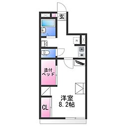 JR阪和線 紀伊駅 徒歩15分の賃貸アパート 1階1Kの間取り