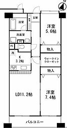 アンソレイユ武蔵野 2LDKの間取図画像