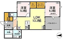 樹楽 2LDKの間取図画像