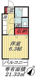 JR総武線 市川駅 徒歩15分の賃貸アパート 2階1Kの間取り