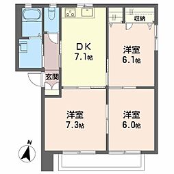 シャーメゾン旭町 1階3DKの間取り