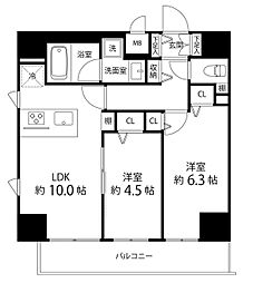 サイオン町屋 15階2LDKの間取り