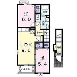 ベルピアッツァ1 2LDKの間取図画像