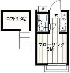 アップルハウスかすみ 1階ワンルームの間取り