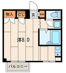 カメリアハイム ワンルームの間取図画像