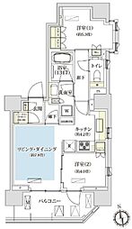 パークホームズ西荻窪アベニュー 8階2LDKの間取り