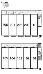 レオパレスタートルクレインII 2階1Kの間取り