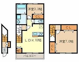 エスト野口町 2階1LDKの間取り