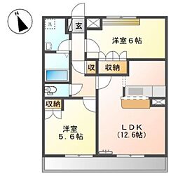 サンレジデンス 2階2LDKの間取り