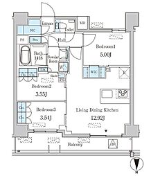 JP noie 西蒲田 13階3LDKの間取り