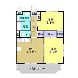 ユーミー篠崎 2DKの間取図画像