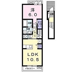 JR紀勢本線 紀三井寺駅 徒歩29分の賃貸アパート 2階1LDKの間取り