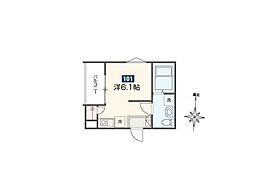 MELDIA鶴見小野II 1階ワンルームの間取り